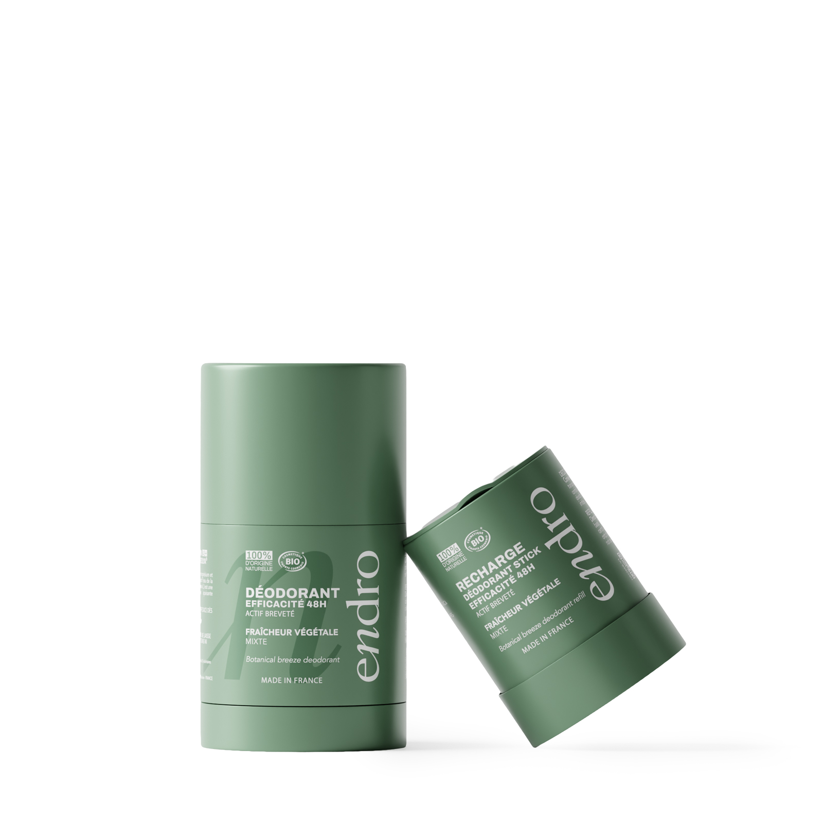 Déodorant stick Mixte 48H Rechargeable - Parfum Fraicheur Végétale - Endro